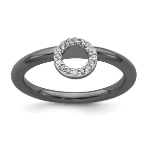 Sterling Silver Stackable Expressions Black-plated Halo Dia. Ring | QSK1993