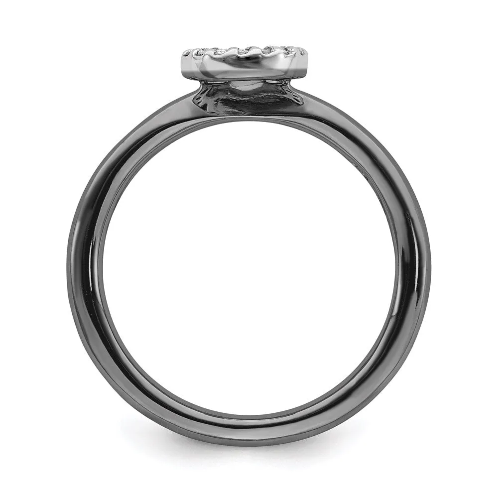 Sterling Silver Stackable Expressions Black-plated Halo Dia. Ring | QSK1993