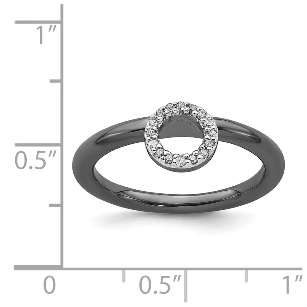 Sterling Silver Stackable Expressions Black-plated Halo Dia. Ring | QSK1993