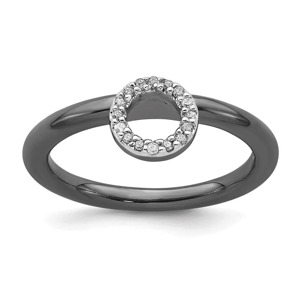 Sterling Silver Stackable Expressions Black-plated Halo Dia. Ring | QSK1993