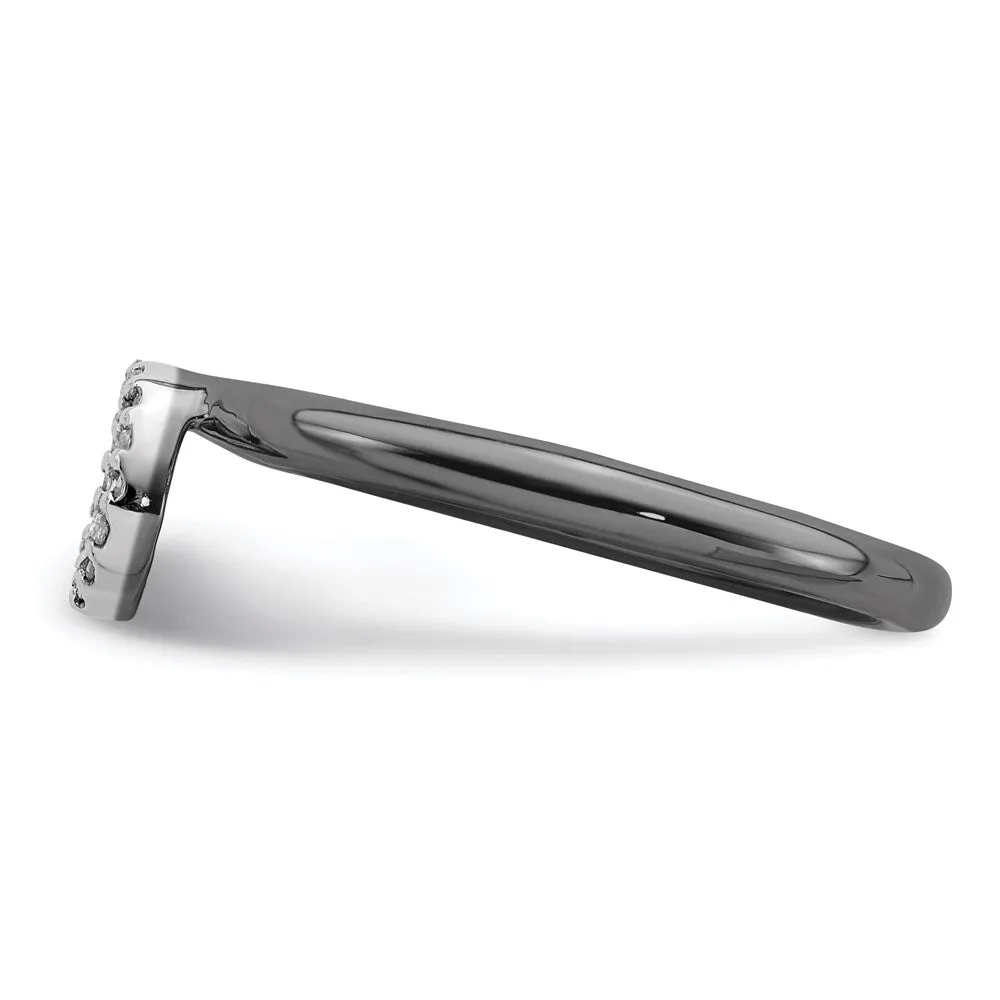 Sterling Silver Stackable Expressions Black-plated Halo Dia. Ring | QSK1993