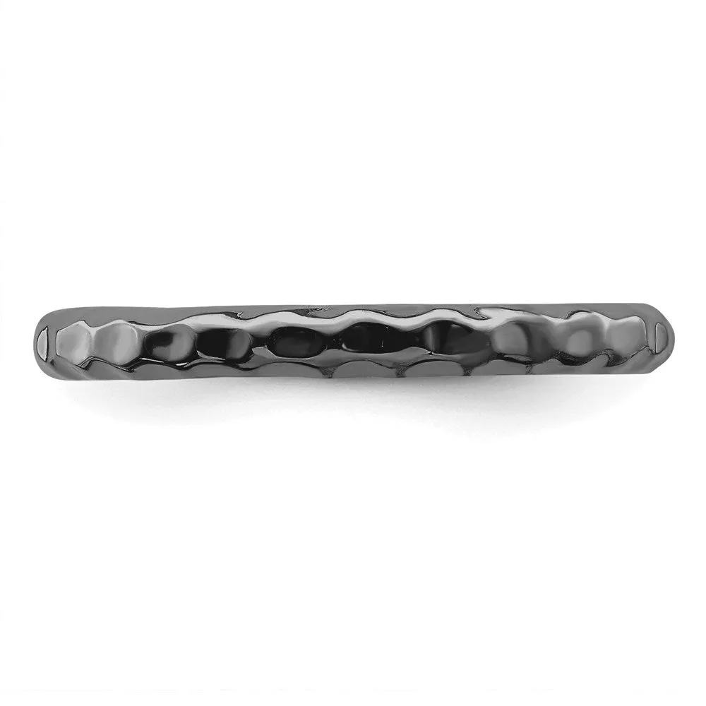 Sterling Silver Stackable Expressions Black-plated Hammered Ring | QSK225