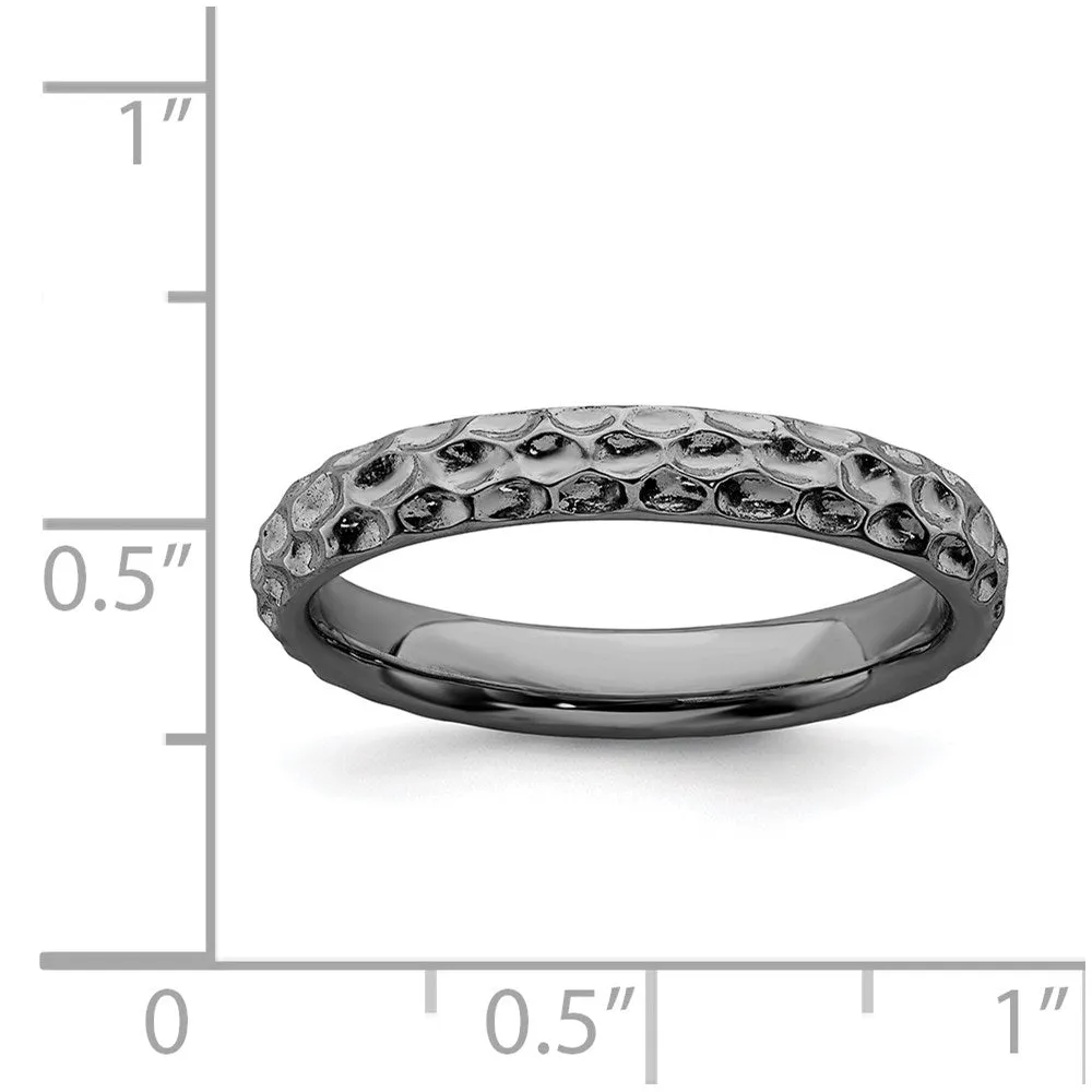 Sterling Silver Stackable Expressions Black-plated Ring | QSK277