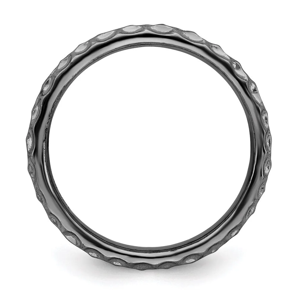 Sterling Silver Stackable Expressions Black-plated Ring | QSK277