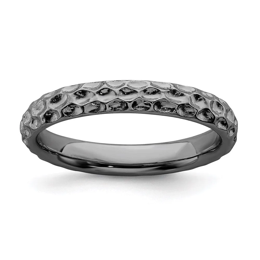 Sterling Silver Stackable Expressions Black-plated Ring | QSK277