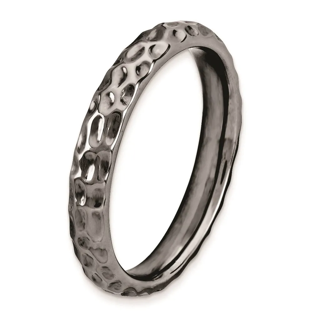Sterling Silver Stackable Expressions Black-plated Ring | QSK277