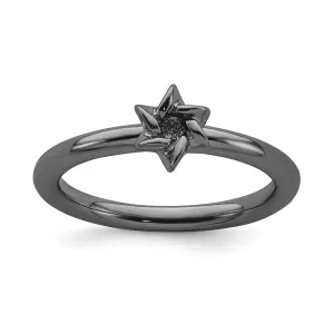 Sterling Silver Stackable Expressions Black-plated Star of David Ring | QSK1950