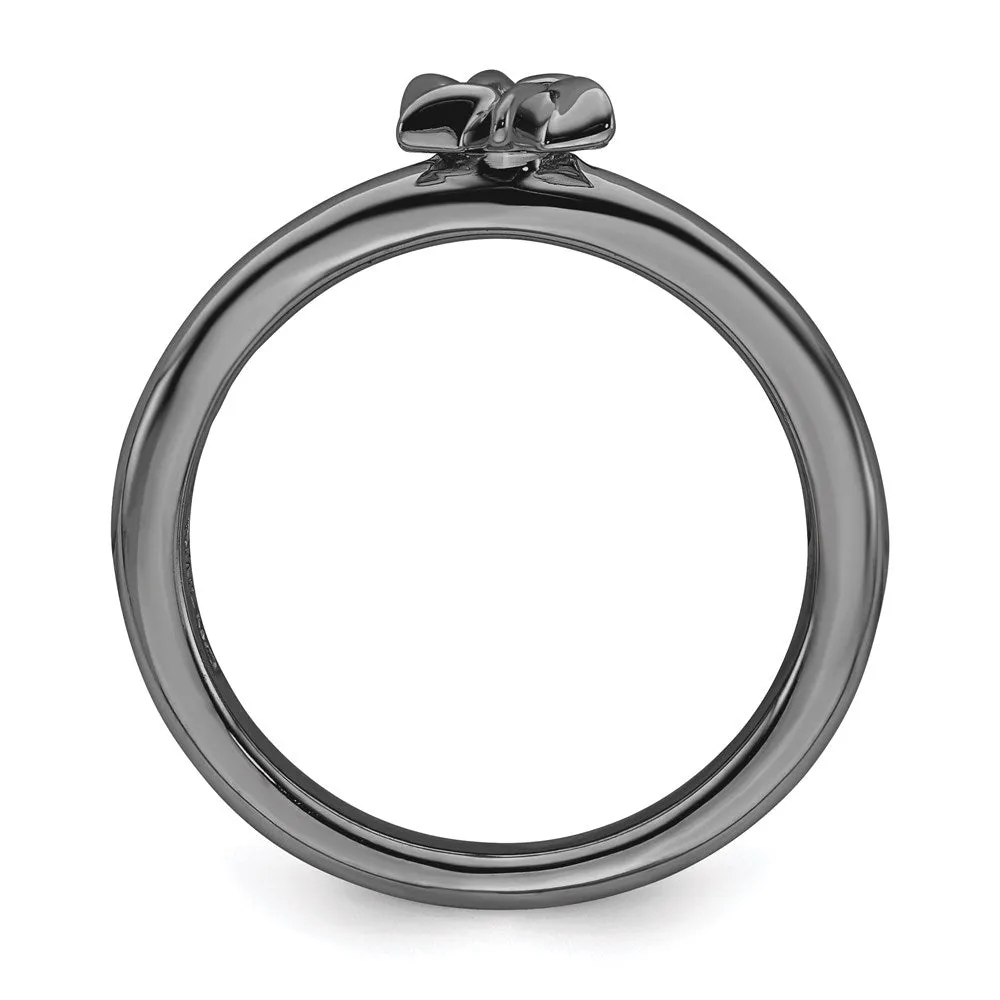Sterling Silver Stackable Expressions Black-plated Star of David Ring | QSK1950