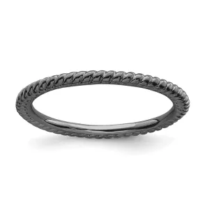 Sterling Silver Stackable Expressions Black-plated Twisted Ring | QSK177