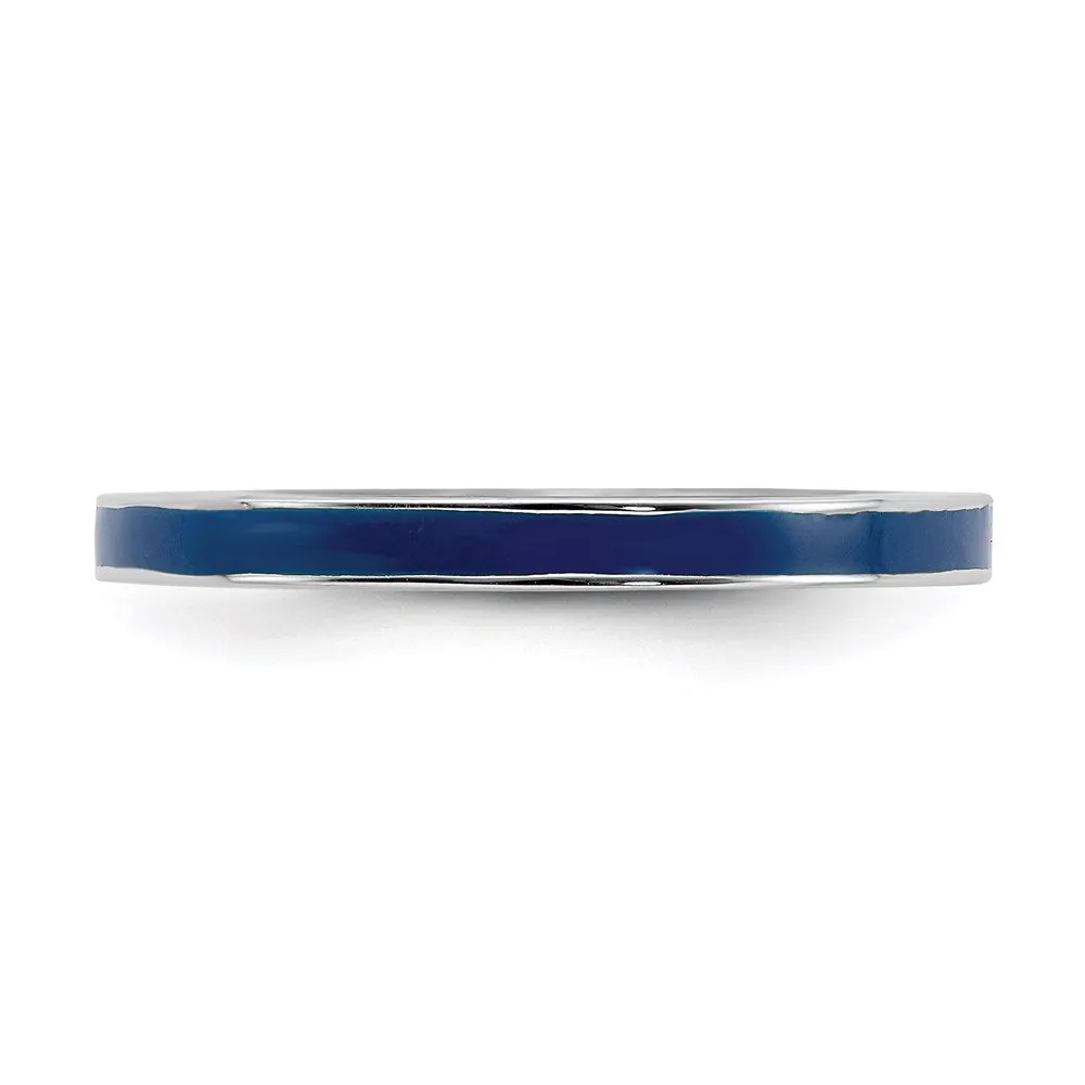 Sterling Silver Stackable Expressions Blue Enameled 2.25mm Ring | QSK142