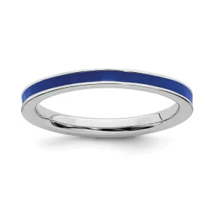 Sterling Silver Stackable Expressions Blue Enameled 2.25mm Ring | QSK142