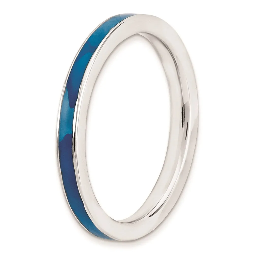 Sterling Silver Stackable Expressions Blue Enameled 2.25mm Ring | QSK142