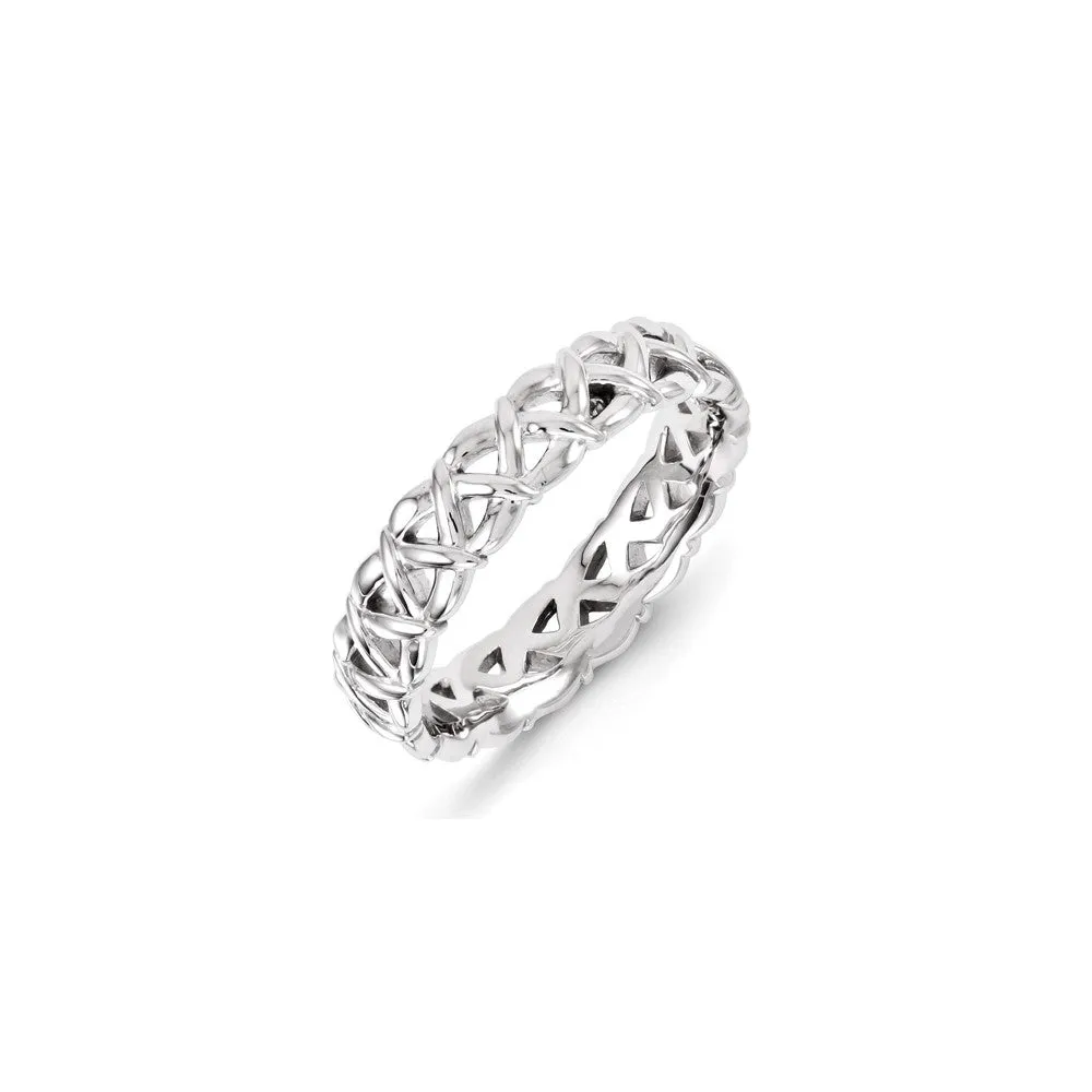 Sterling Silver Stackable Expressions Carved Band Ring | QSK1439