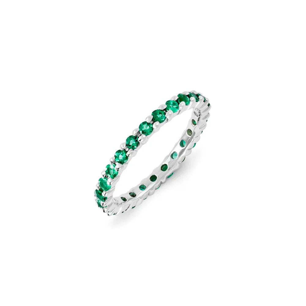 Sterling Silver Stackable Expressions Created Emerald Ring | QSK1210