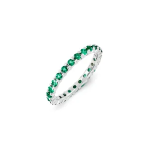 Sterling Silver Stackable Expressions Created Emerald Ring | QSK1210