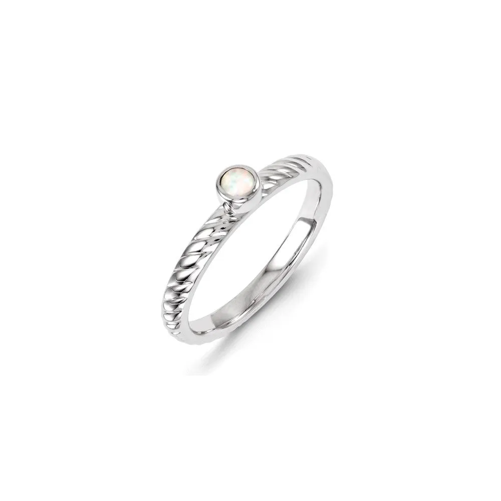 Sterling Silver Stackable Expressions Created Opal Ring | QSK1261