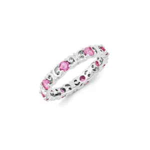 Sterling Silver Stackable Expressions Created Pink Sapphire Ring | QSK1222
