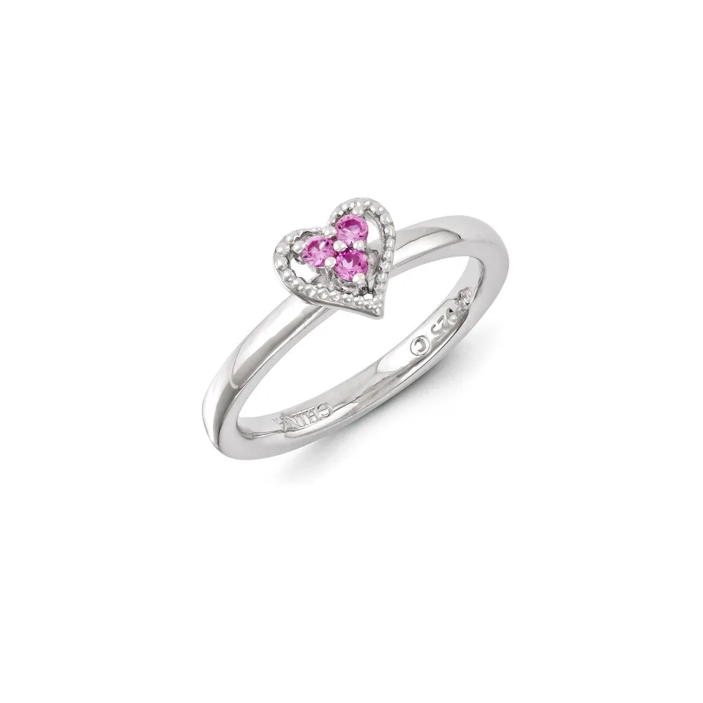 Sterling Silver Stackable Expressions Created Pink Sapphire Ring | QSK1250