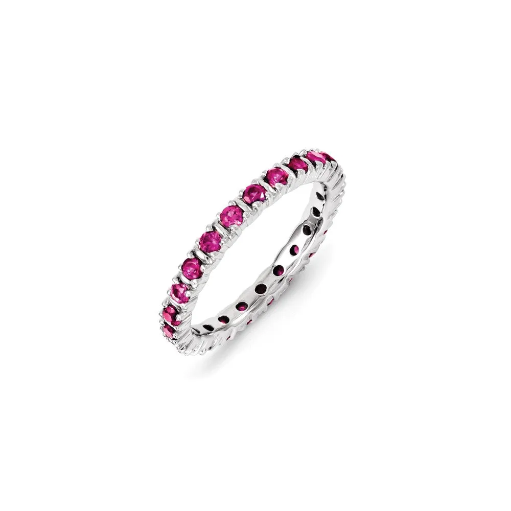 Sterling Silver Stackable Expressions Created Ruby Ring | QSK1193