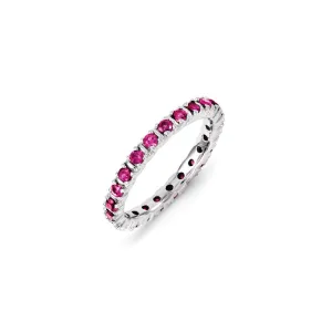 Sterling Silver Stackable Expressions Created Ruby Ring | QSK1193