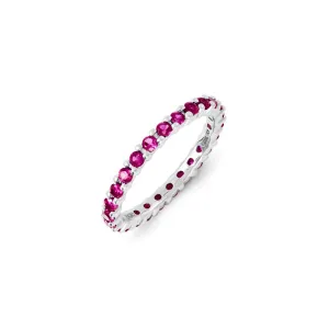 Sterling Silver Stackable Expressions Created Ruby Ring | QSK1213