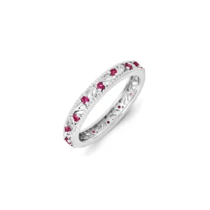 Sterling Silver Stackable Expressions Created Ruby Ring | QSK1233