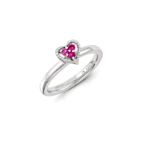 Sterling Silver Stackable Expressions Created Ruby Ring | QSK1251
