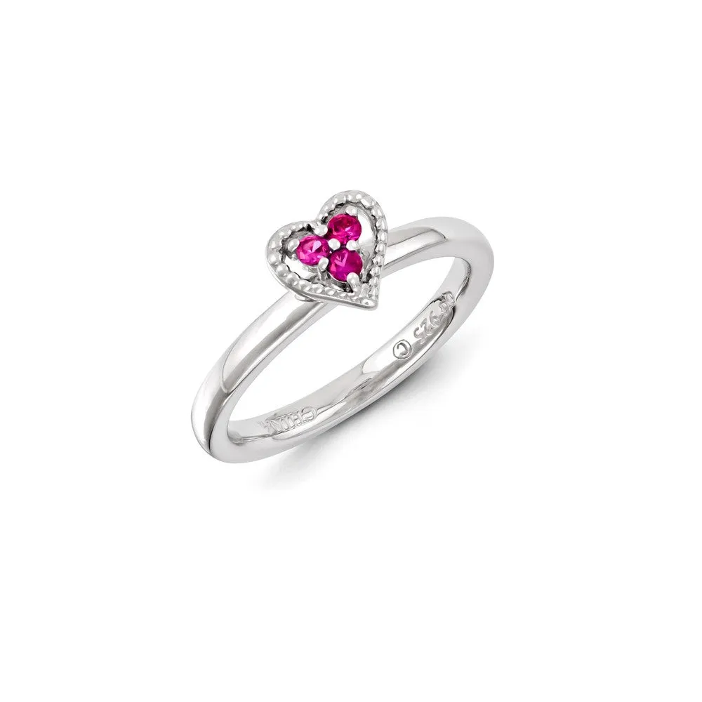 Sterling Silver Stackable Expressions Created Ruby Ring | QSK1251