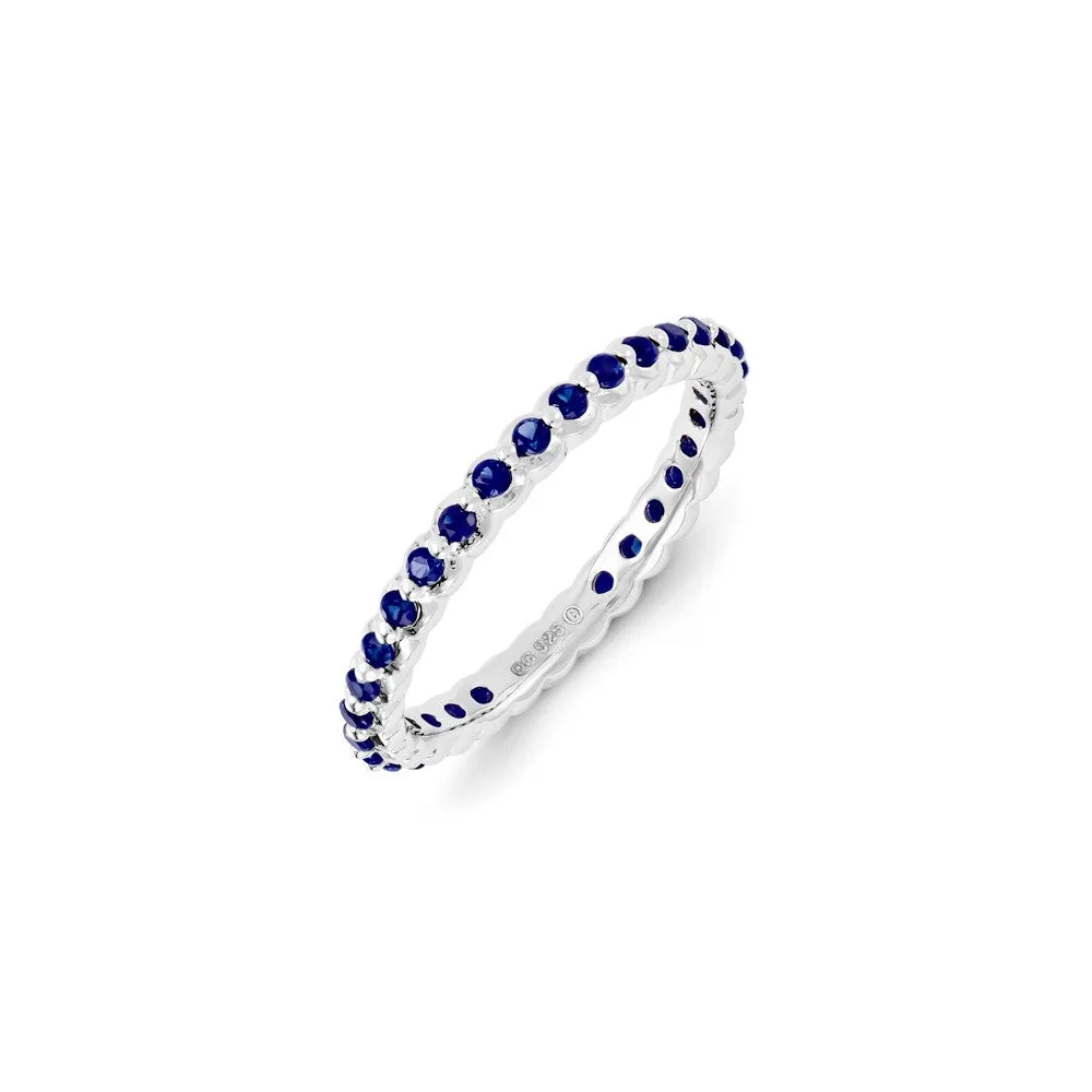 Sterling Silver Stackable Expressions Created Sapphire Ring | QSK1181