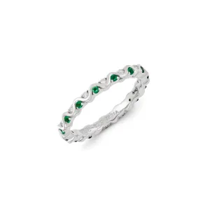 Sterling Silver Stackable Expressions Diamond & Emerald Ring | QSK1086
