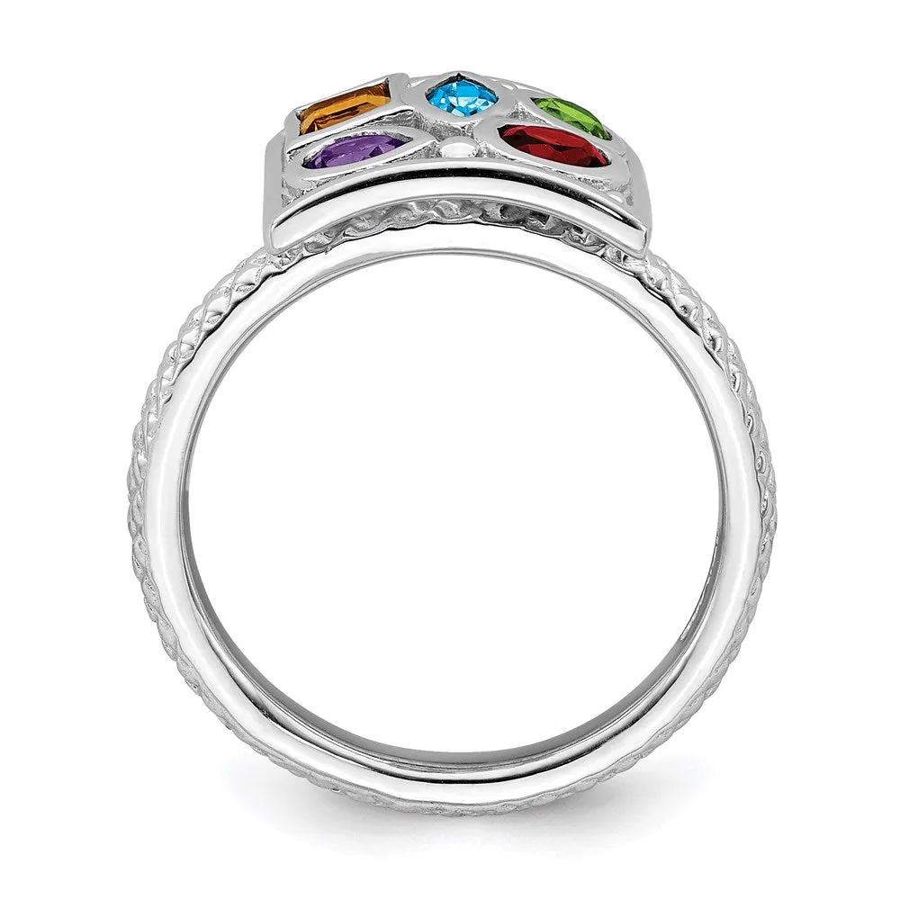 Sterling Silver Stackable Expressions Gemstone Ring | QSK796