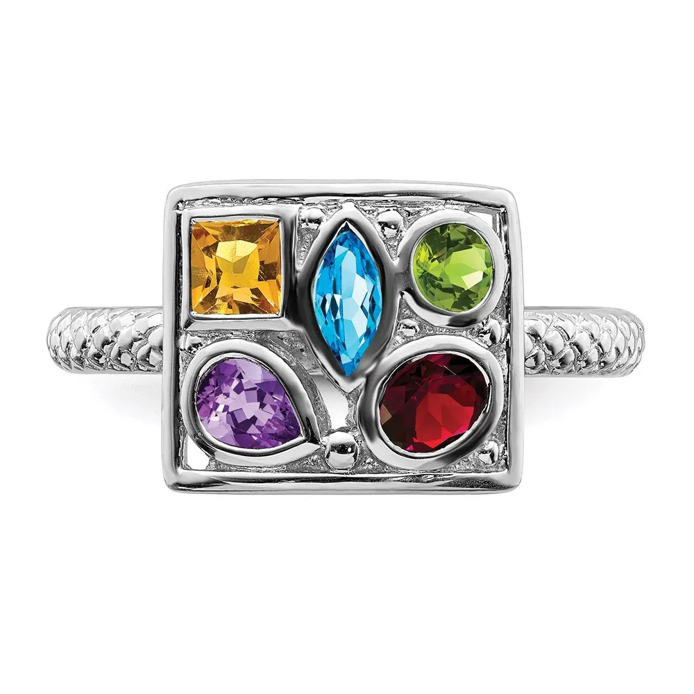 Sterling Silver Stackable Expressions Gemstone Ring | QSK796