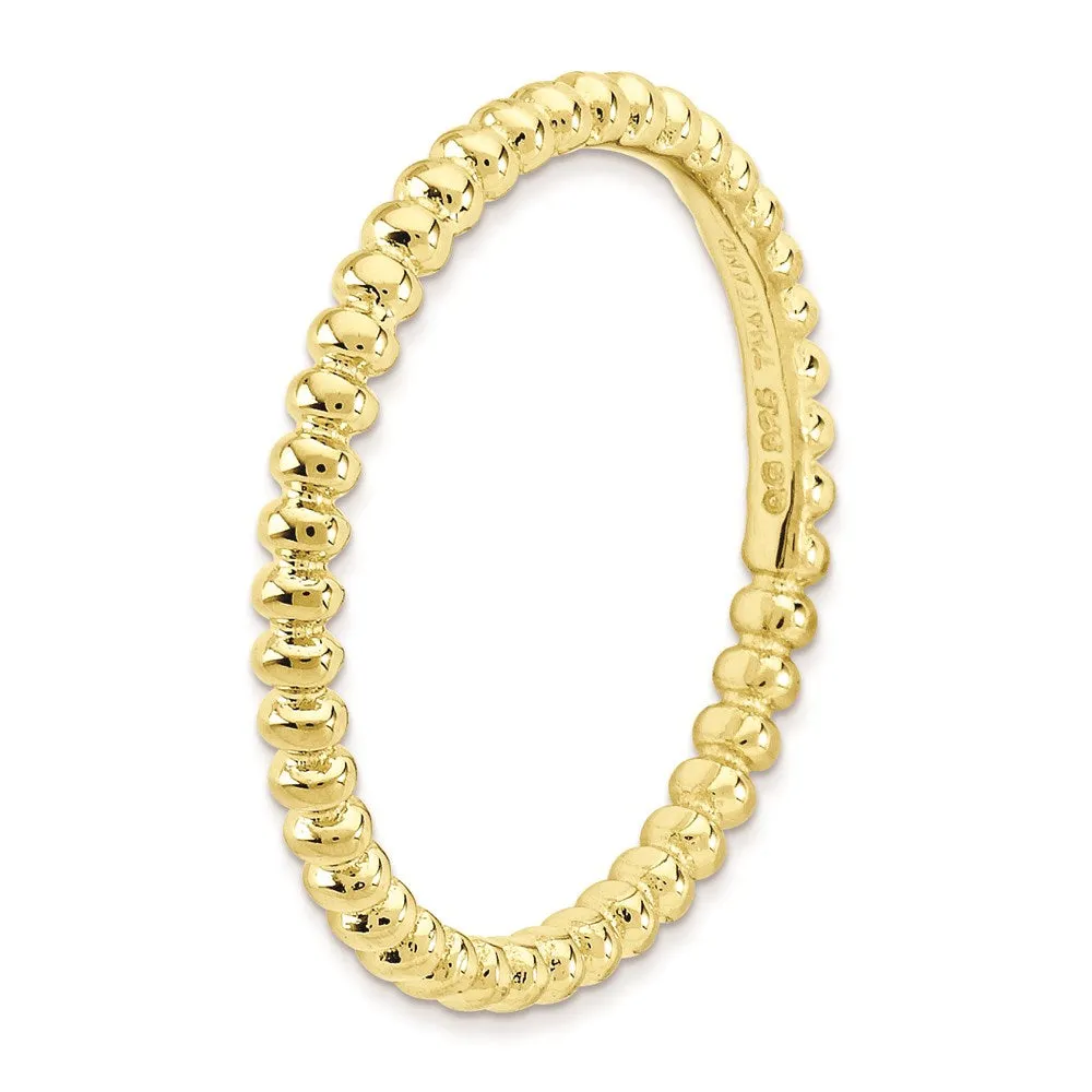 Sterling Silver Stackable Expressions Gold-plated Beaded Ring | QSK210