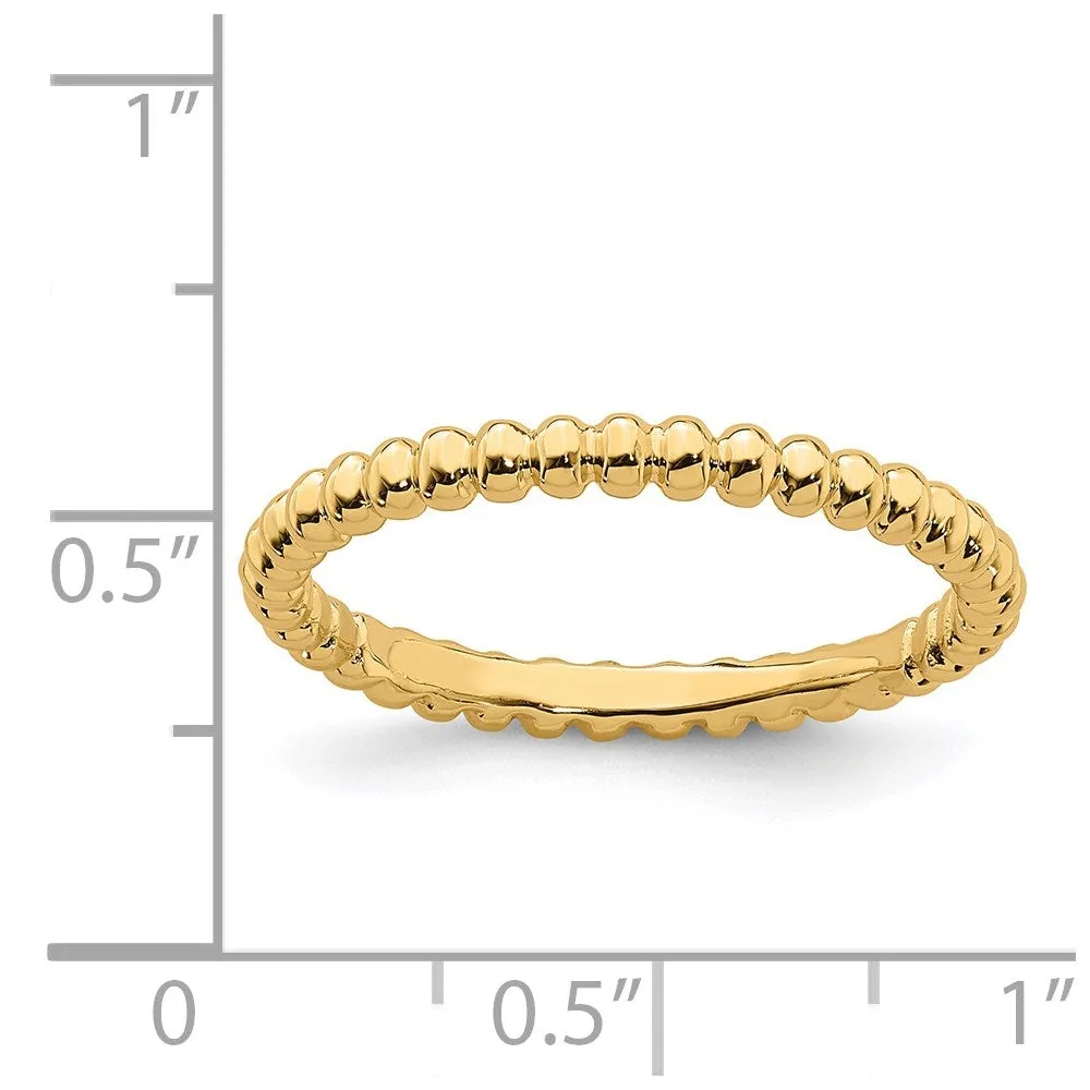 Sterling Silver Stackable Expressions Gold-plated Beaded Ring | QSK210