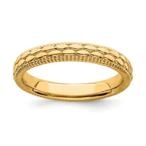 Sterling Silver Stackable Expressions Gold-plated Patterned Ring | QSK1567