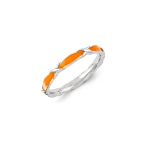 Sterling Silver Stackable Expressions Orange Enameled Ring | QSK1150