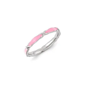 Sterling Silver Stackable Expressions Pink Enameled Ring | QSK1153
