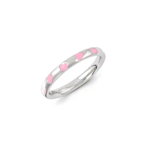 Sterling Silver Stackable Expressions Pink Enameled Ring | QSK1154