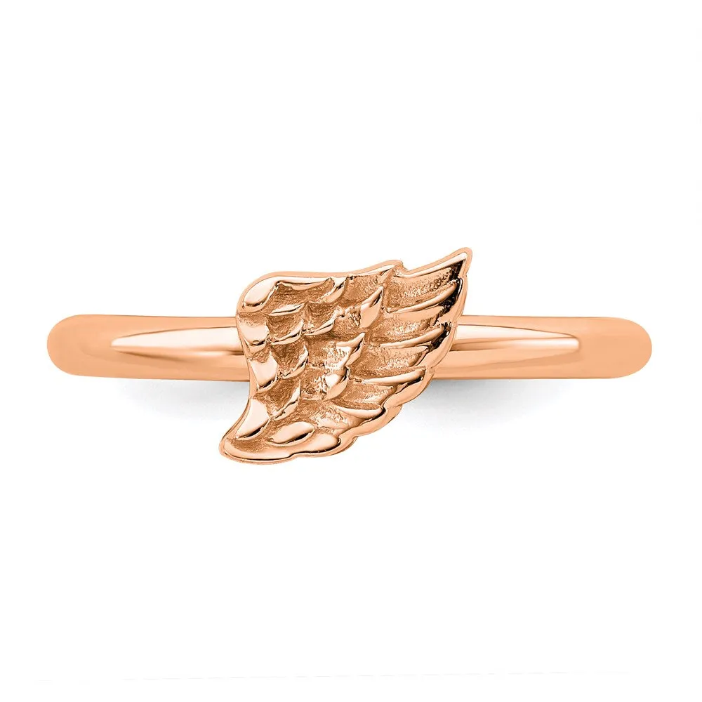 Sterling Silver Stackable Expressions Pink-plated Angel Wing Ring | QSK1983