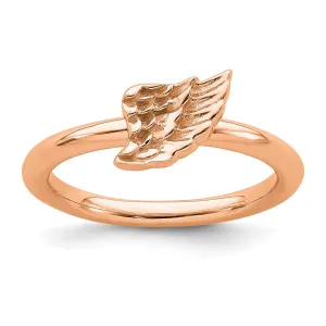 Sterling Silver Stackable Expressions Pink-plated Angel Wing Ring | QSK1983