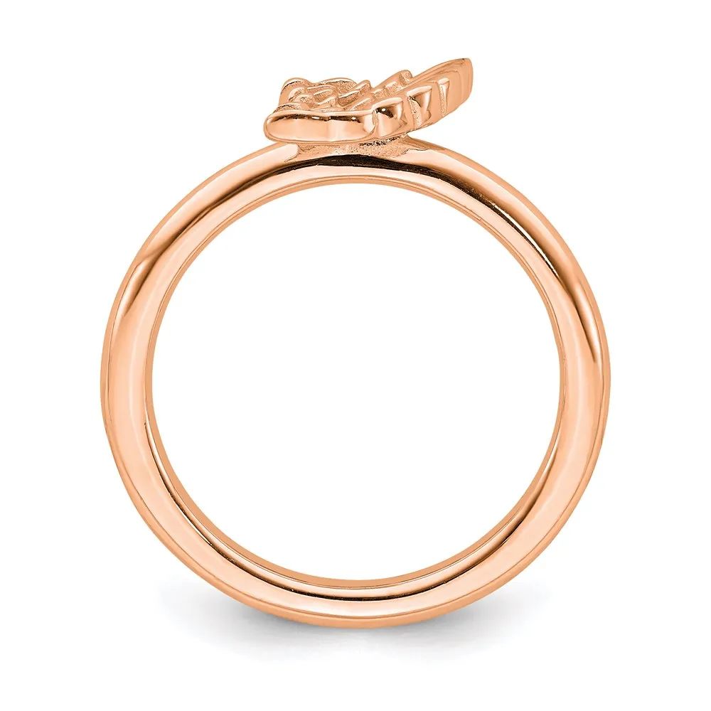 Sterling Silver Stackable Expressions Pink-plated Angel Wing Ring | QSK1983