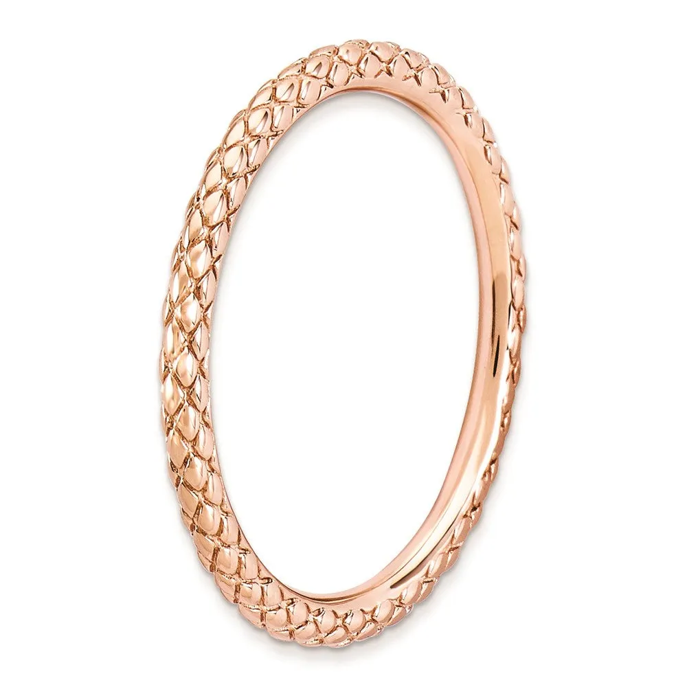 Sterling Silver Stackable Expressions Pink-plated Criss-cross Ring | QSK188