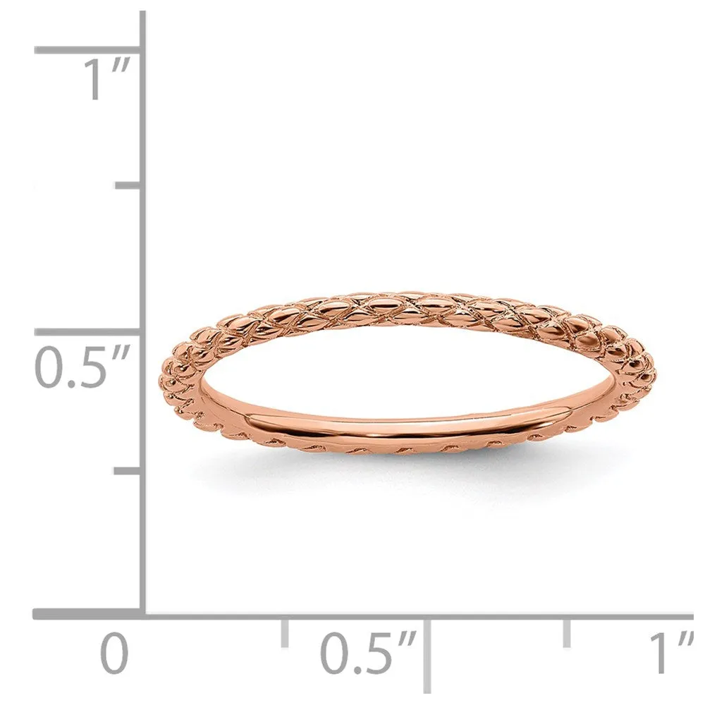 Sterling Silver Stackable Expressions Pink-plated Criss-cross Ring | QSK188