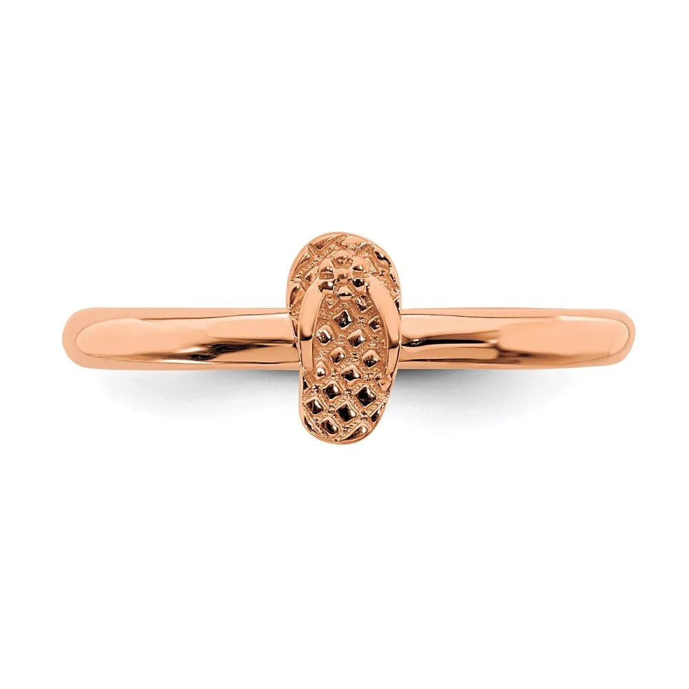 Sterling Silver Stackable Expressions Pink-plated Flip Flop Ring | QSK1965