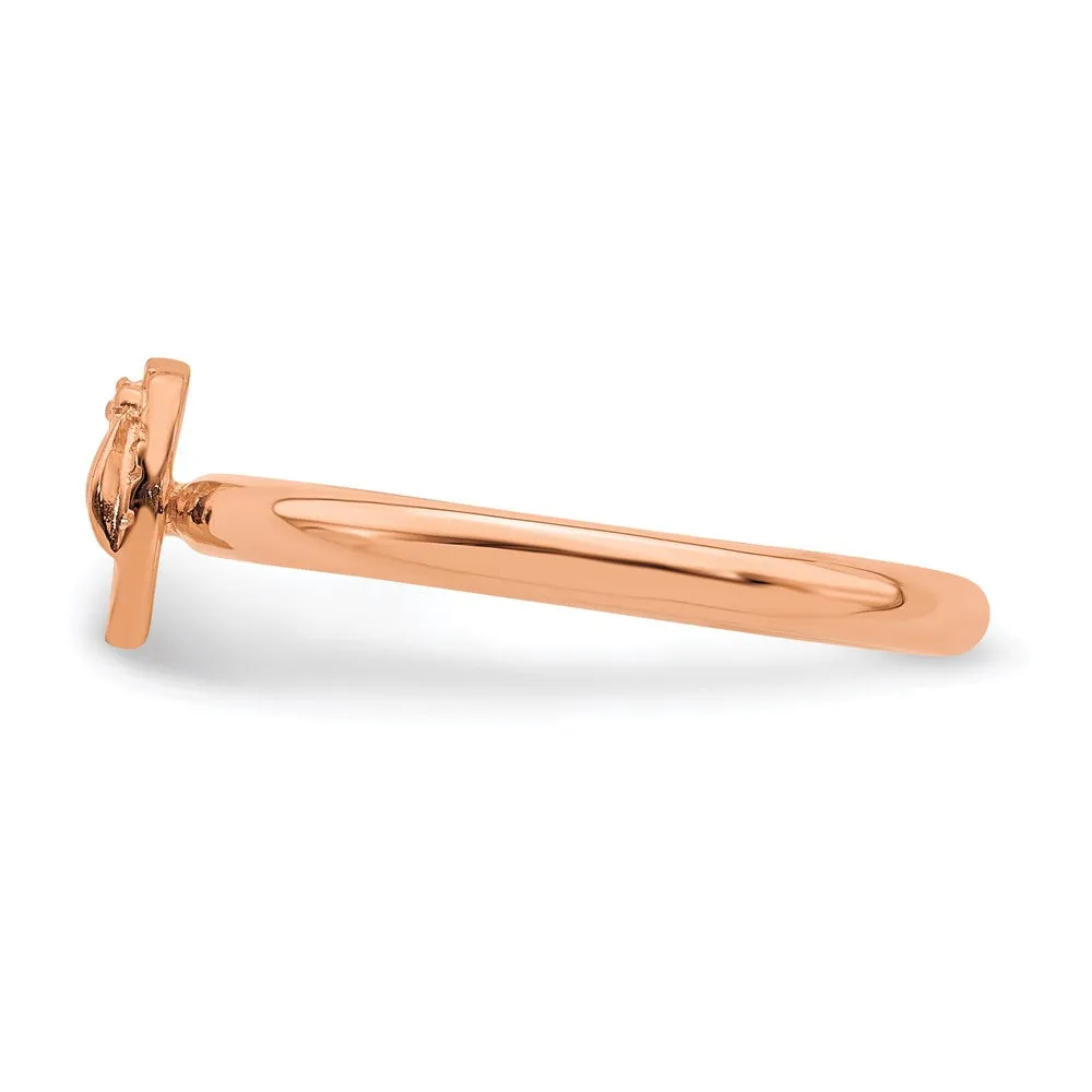 Sterling Silver Stackable Expressions Pink-plated Flip Flop Ring | QSK1965