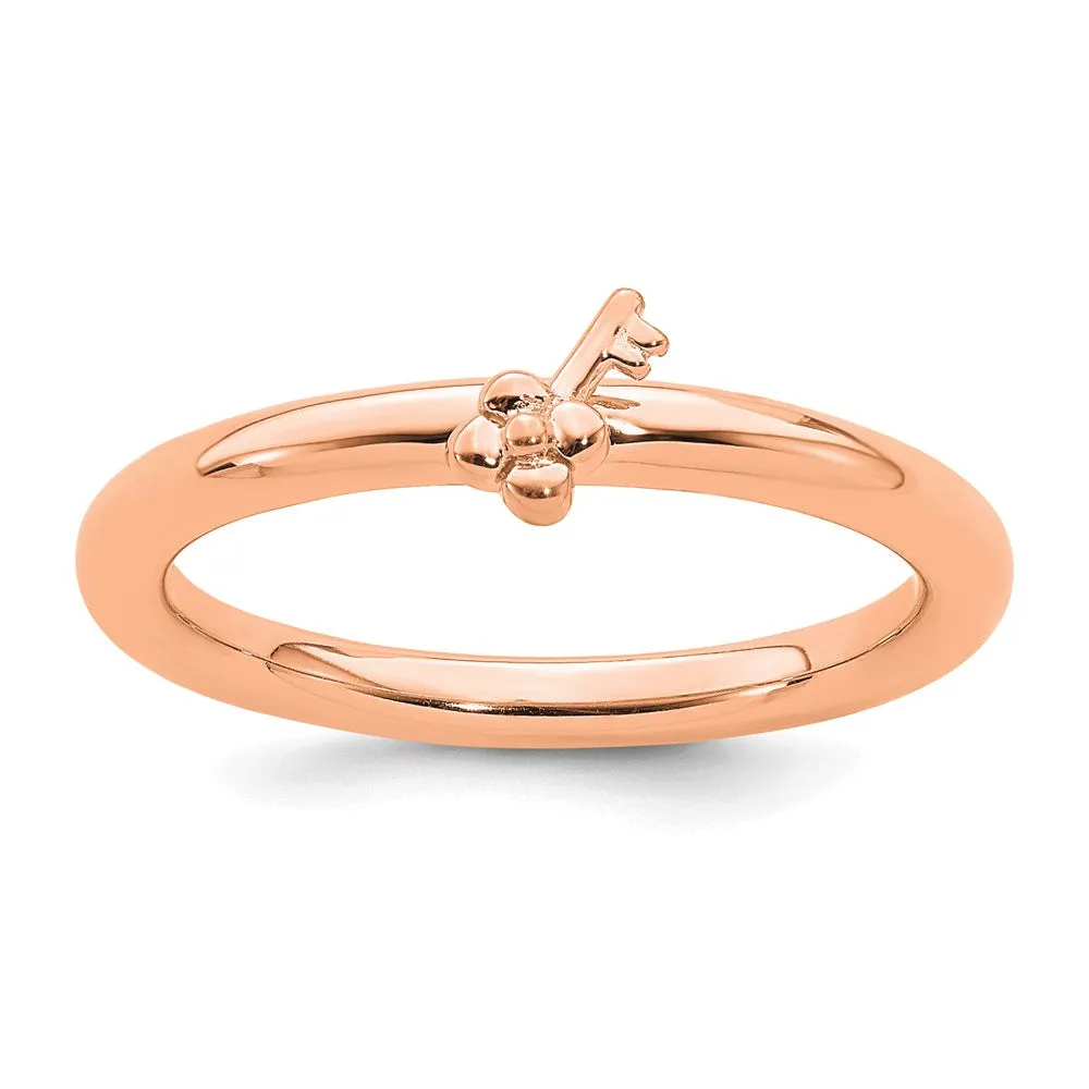 Sterling Silver Stackable Expressions Pink-plated Key Ring | QSK1961