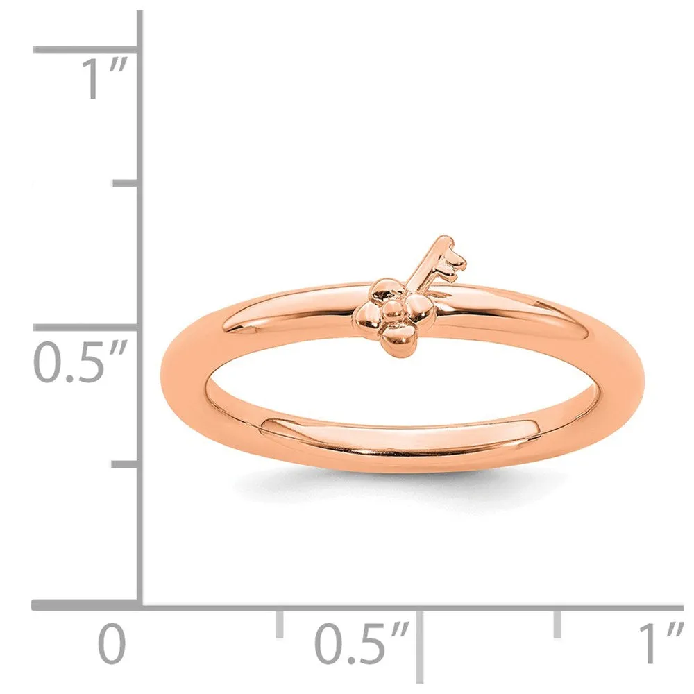 Sterling Silver Stackable Expressions Pink-plated Key Ring | QSK1961