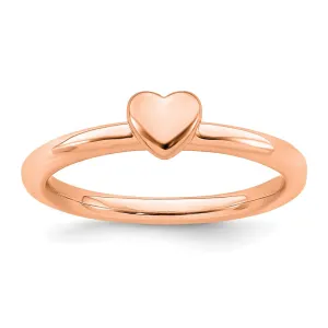 Sterling Silver Stackable Expressions Pink-plated Puffed Heart Ring | QSK1988