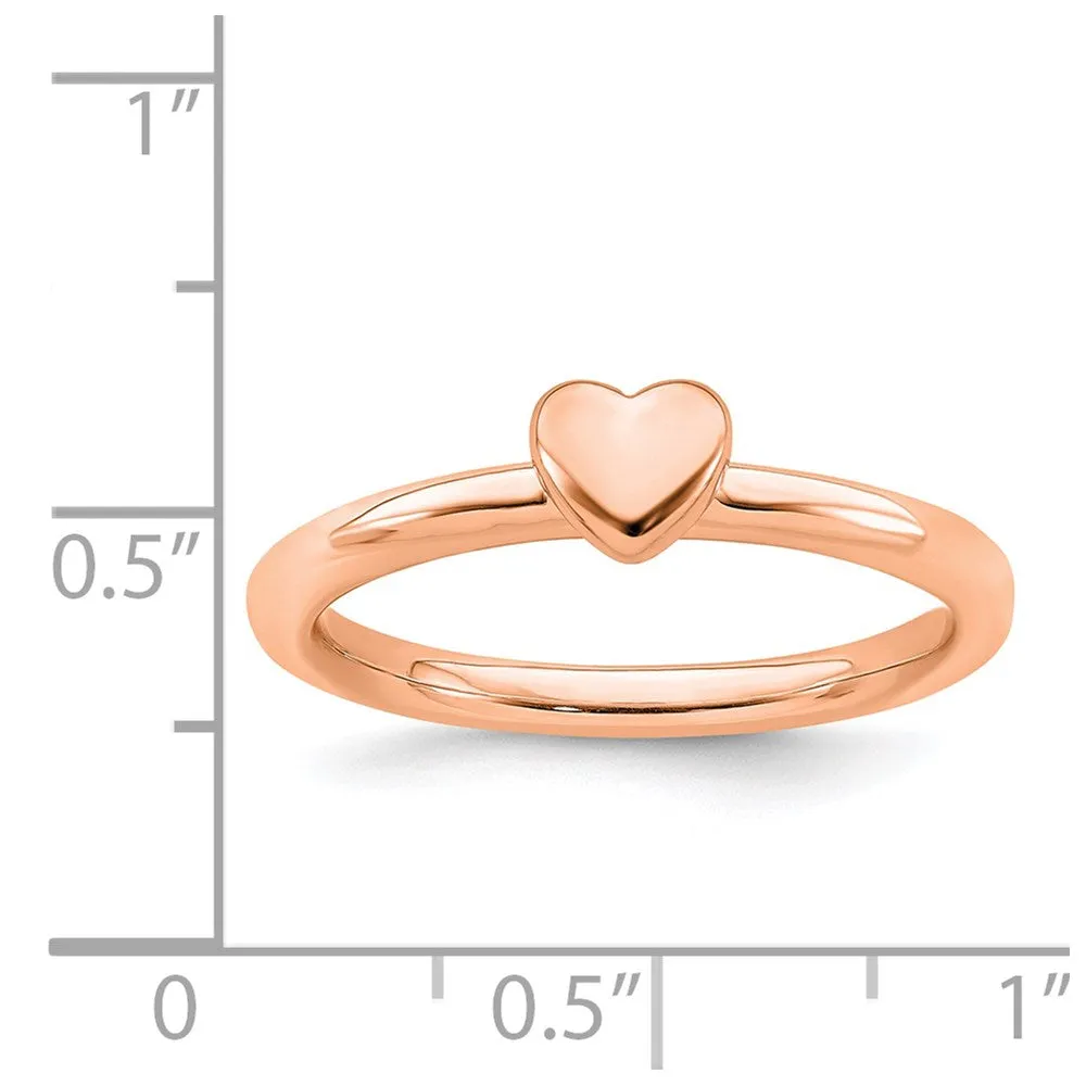 Sterling Silver Stackable Expressions Pink-plated Puffed Heart Ring | QSK1988