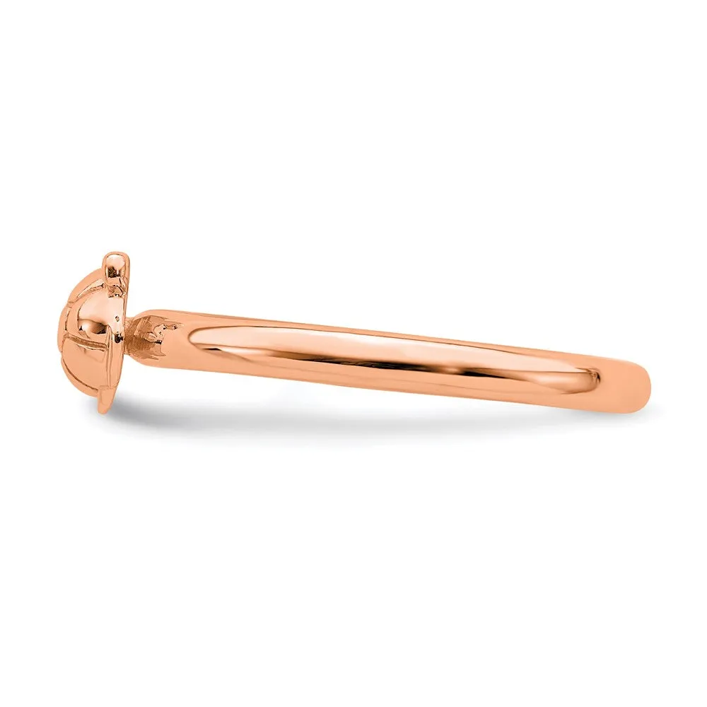 Sterling Silver Stackable Expressions Pink-plated Turtle Ring | QSK1953